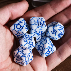 Frost Shard Crackle Nexus: 7-Dice RPG Set White with Blue Crackle Effect (Online Only)
