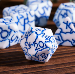 Frost Shard Crackle Nexus: 7-Dice RPG Set White with Blue Crackle Effect (Online Only)
