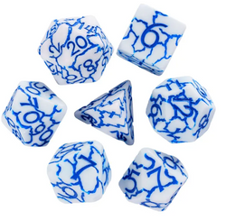 Frost Shard Crackle Nexus: 7-Dice RPG Set White with Blue Crackle Effect (Online Only)