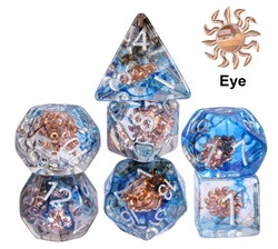 Divine Radiance: Paladin's Celestial Sun Dice Set | Blue & Clear Sun Dice (Online Only)