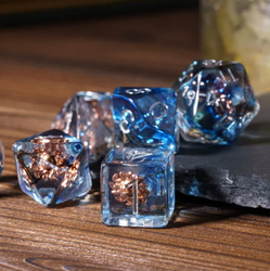 Divine Radiance: Paladin's Celestial Sun Dice Set | Blue & Clear Sun Dice (Online Only)