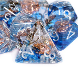 Divine Radiance: Paladin's Celestial Sun Dice Set | Blue & Clear Sun Dice (Online Only)