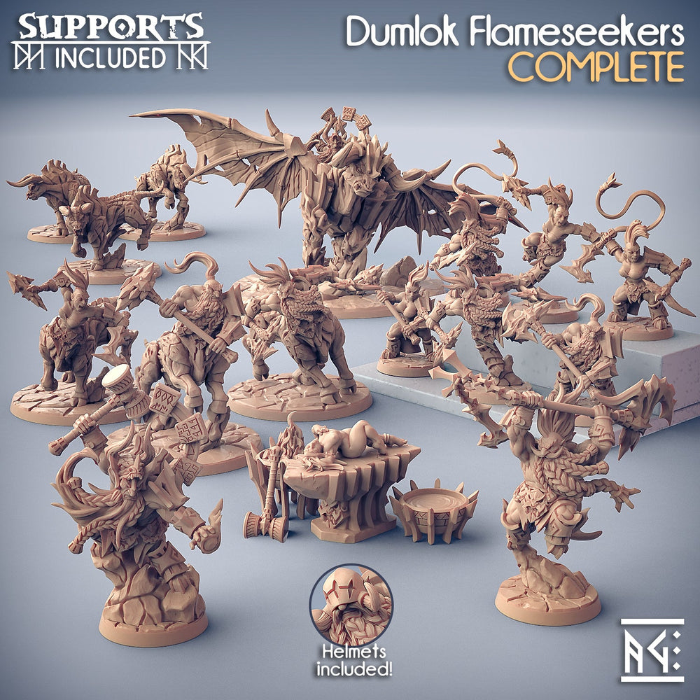 3D Printed Artisan Guild Kalkotaurs Dumlok Flameseekers 28mm 32mm (Online Only)