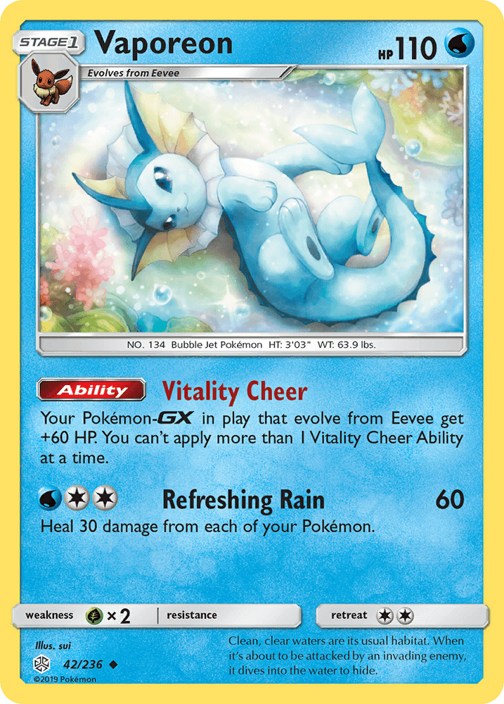 Vaporeon (42/236) [Sun & Moon: Cosmic Eclipse] (Online Only)