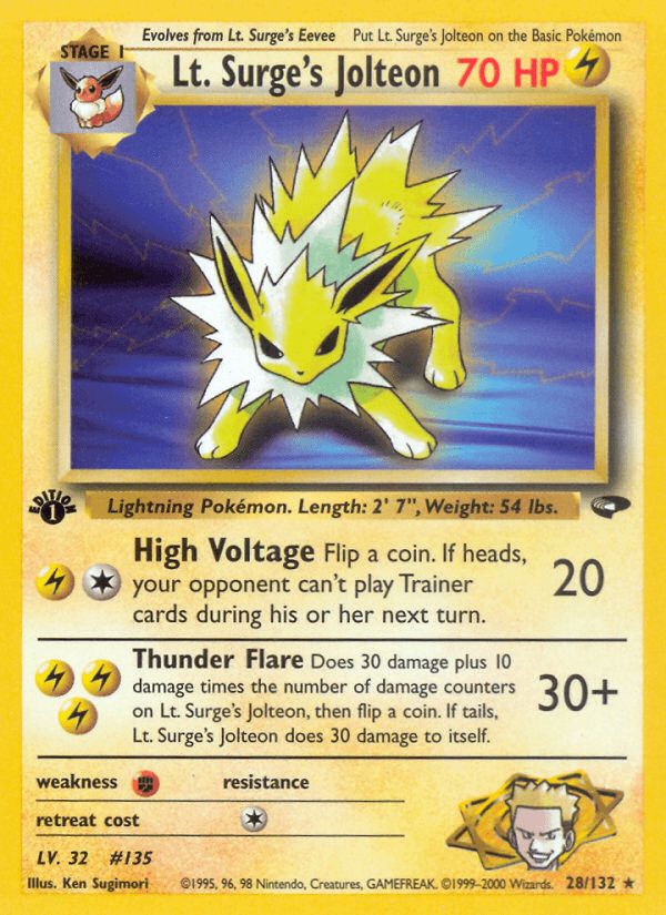 Lt. Surge's Jolteon (28/132) [Gym Challenge 1st Edition] (Online Only)