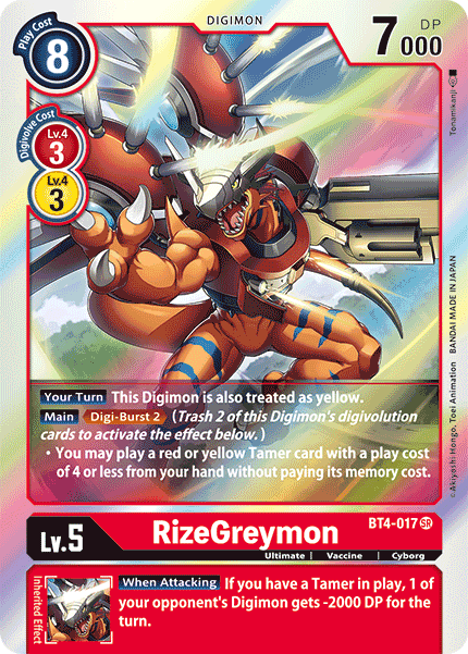 RizeGreymon [BT4-017] [Great Legend] (ONLINE ORDER ONLY)