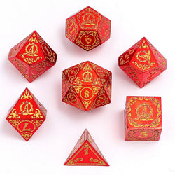 Wizard Solid Metal Polyhedral Dice Set - Red with Gold (ONLINE ORDER ONLY)