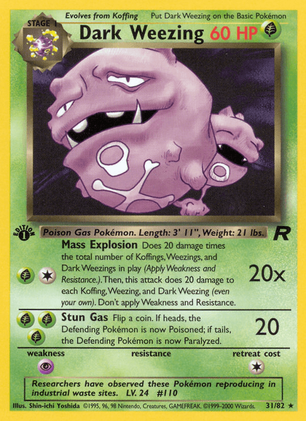 Dark Weezing (31/82) [Team Rocket 1st Edition] (Online Only)