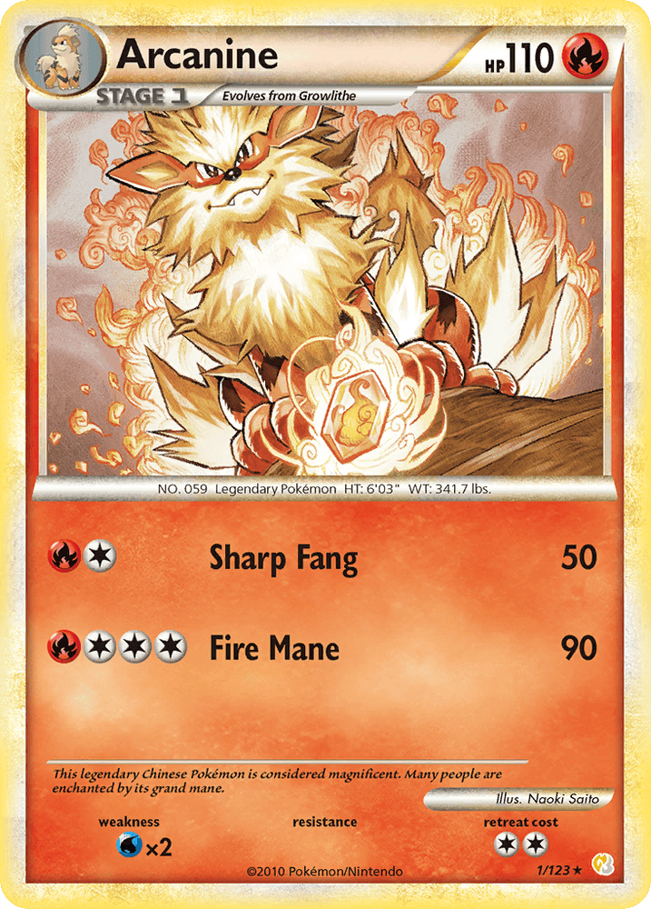 Arcanine (1/123) [HeartGold & SoulSilver: Base Set] (Online Only)
