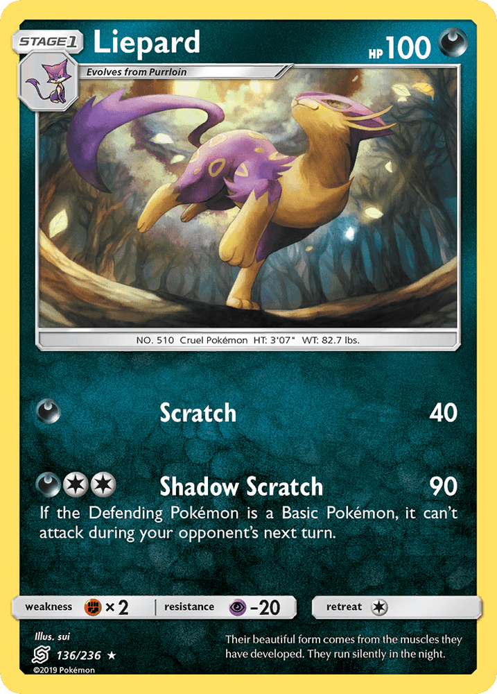 Liepard (136/236) [Sun & Moon: Unified Minds] (Online Only)