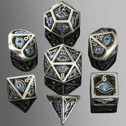 Dragon's Eye Hollow Metal Dice Set - Aqua Blue Gems (ONLINE ORDER ONLY)