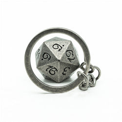 Nickel D20 Keychain Featuring Metal Dragon Font d20 (Online Only)