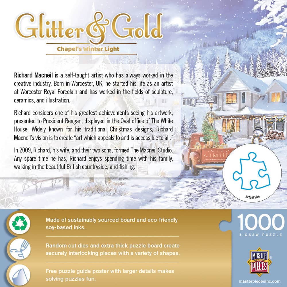Glitter & Gold - Chapel's Winter Light 1000 Piece Jigsaw Puzzle (ONLINE ORDER ONLY)