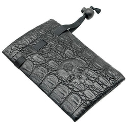 Leather Dice Bag with Skull sporting d20 Tattoo (Online Only)