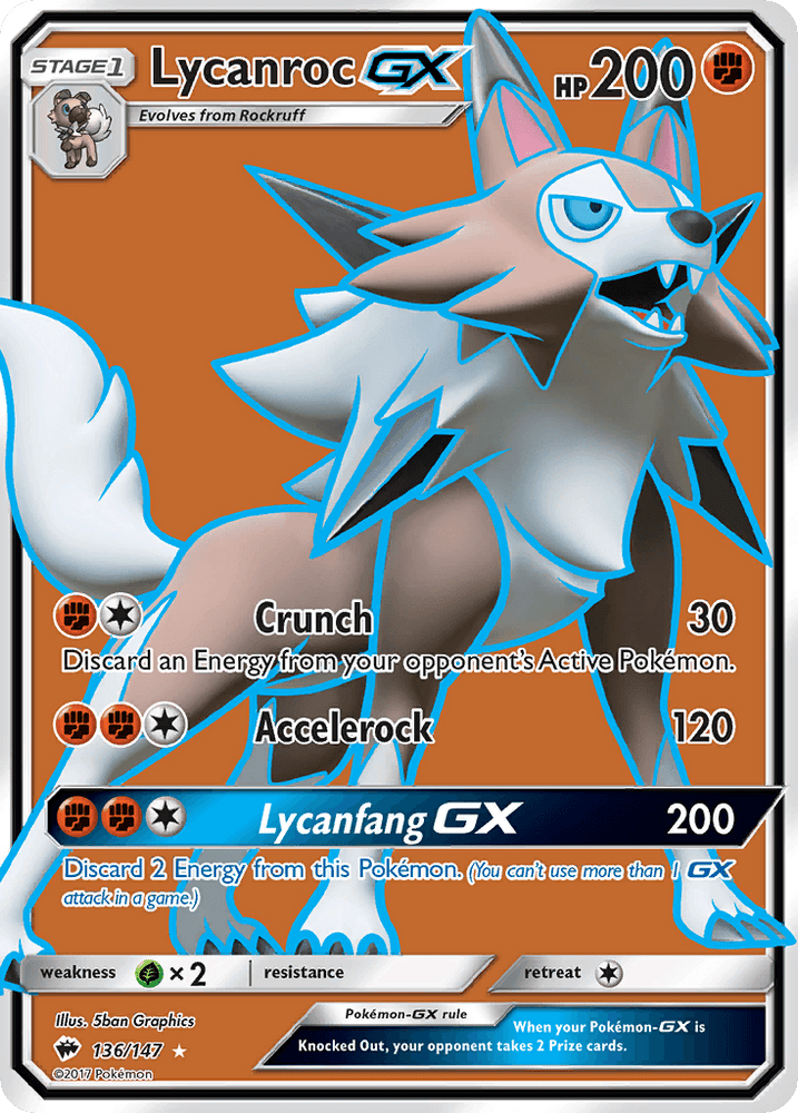 Lycanroc GX (136/147) [Sun & Moon: Burning Shadows] (Online Only)
