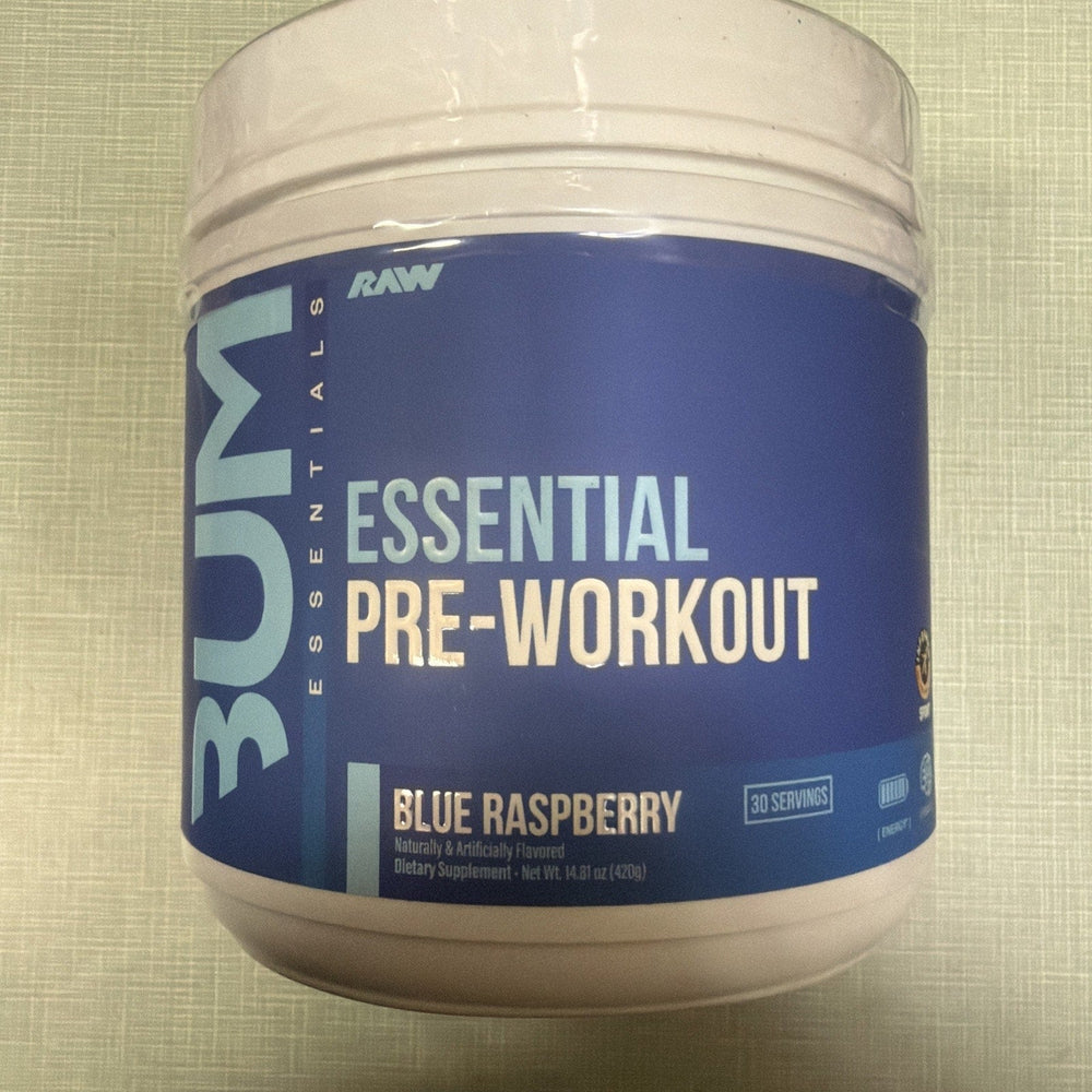 Bum, Essential Pre-Workout, Blue Raspberry, 14.81oz (420g) Exp 10/26 NEW SEALED (ONLINE ORDER ONLY)