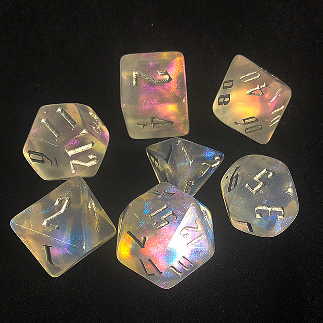 Glitter Party Transparent Glitter Dice (Silver font) (Online Only)