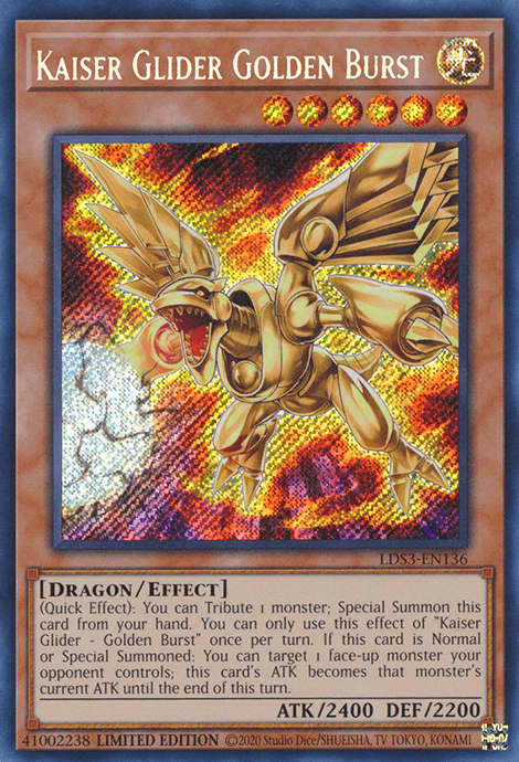 Kaiser Glider Golden Burst [LDS3-EN136] Secret Rare (ONLINE ORDER ONLY)