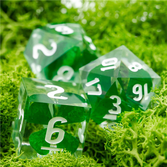 Real Four Leaf Clover 7-Dice Set Sharp Resin RPG DND (Online Only)