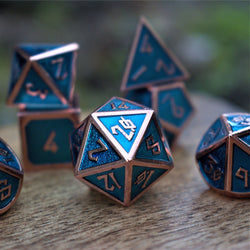 Elder Runes Aqua And Bronze Metal Dice Set (ONLINE ORDER ONLY)