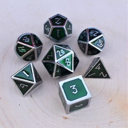 Elder Runes Emerald And Silver Metal Dice Set (ONLINE ORDER ONLY)