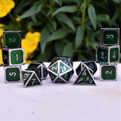 Elder Runes Emerald And Silver Metal Dice Set (ONLINE ORDER ONLY)