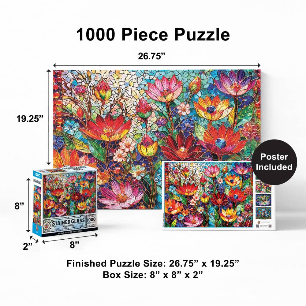 Stained Glass - Mosaic Meadow 1000 Piece Jigsaw Puzzle