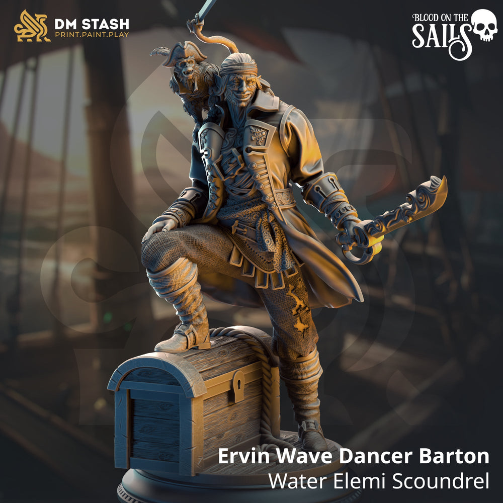Ervin "Wave Dancer" Barton, Water Elemi Scoundrel (Male Half-Elf Pirate Rogue) (Online Only)