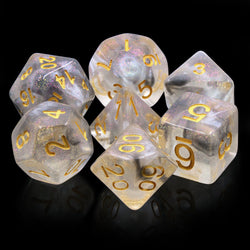 Sky Haze: Clear w/Purple Glitter Iridescent Effect 7-Dice Set (Online Only)