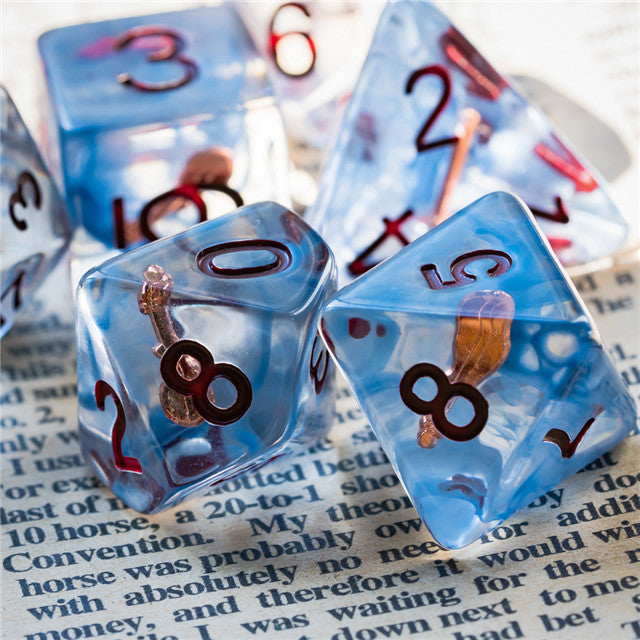 Bard (Violin) Clear Dice w/ Golden Violin 7-Dice Set Rpg (Online Only)