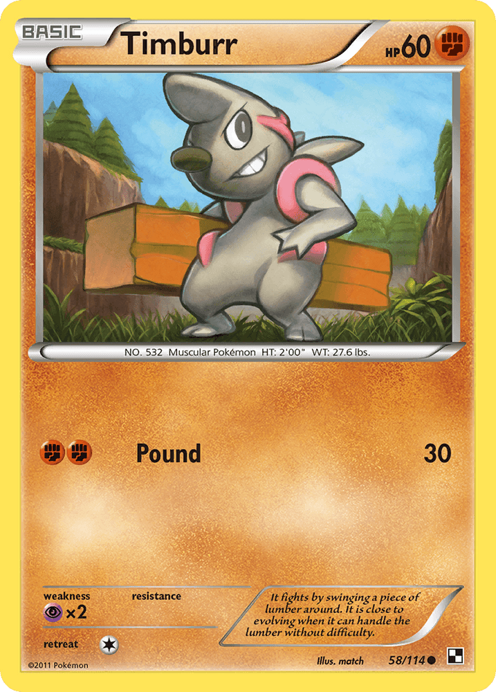 Timburr (58/114) [Black & White: Base Set] (Online Only)