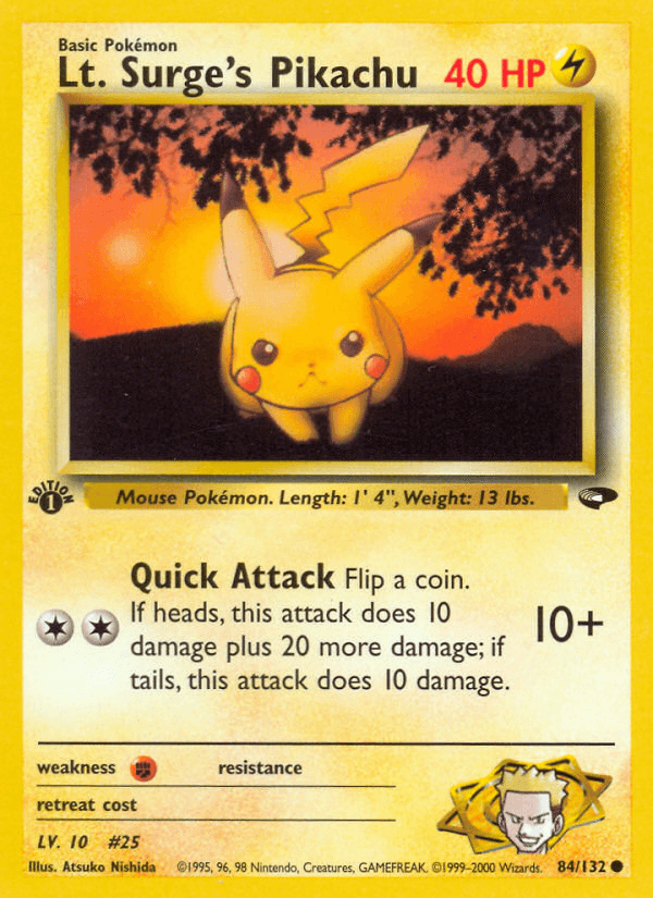 Lt. Surge's Pikachu (84/132) [Gym Challenge 1st Edition] (Online Only)