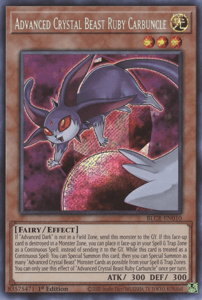 Advanced Crystal Beast Ruby Carbuncle [BLCR-EN010] Secret Rare (ONLINE ORDER ONLY)