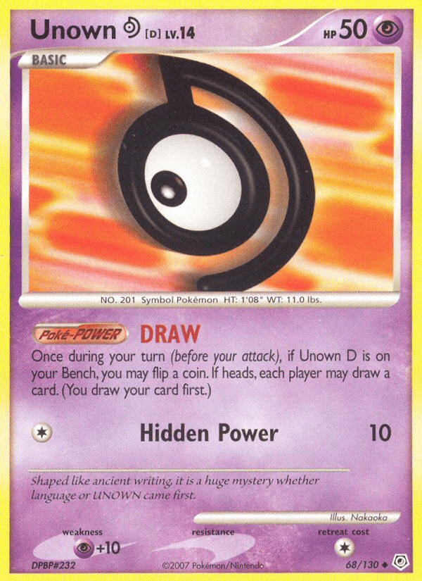 Unown D (68/130) [Diamond & Pearl: Base Set] (Online Only)