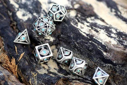 Dragon's Eye Hollow Metal Dice Set - Aqua Blue Gems (ONLINE ORDER ONLY)