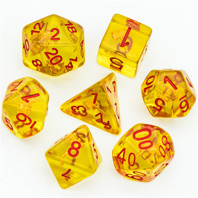 Barbarian (Axe) Yellow Dice w/ Golden Axe 7-Dice Set Rpg (Online Only)