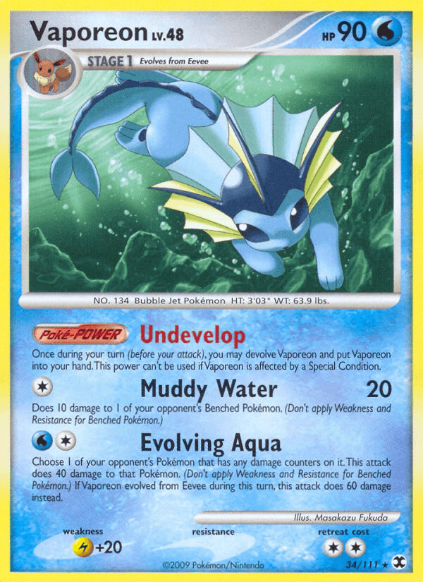 Vaporeon (34/111) [Platinum: Rising Rivals] (Online Only)