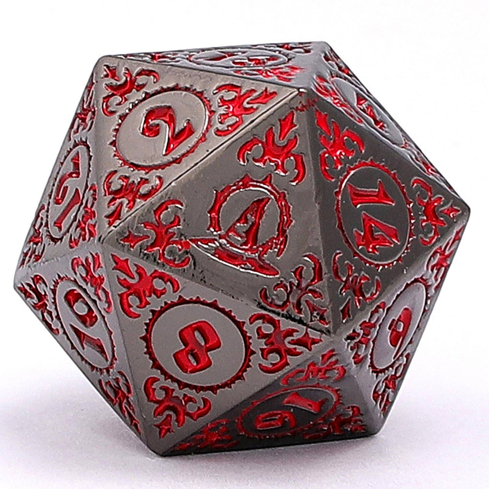 Wizard Solid Metal Polyhedral Dice Set - Gunmetal with Blood (ONLINE ORDER ONLY)