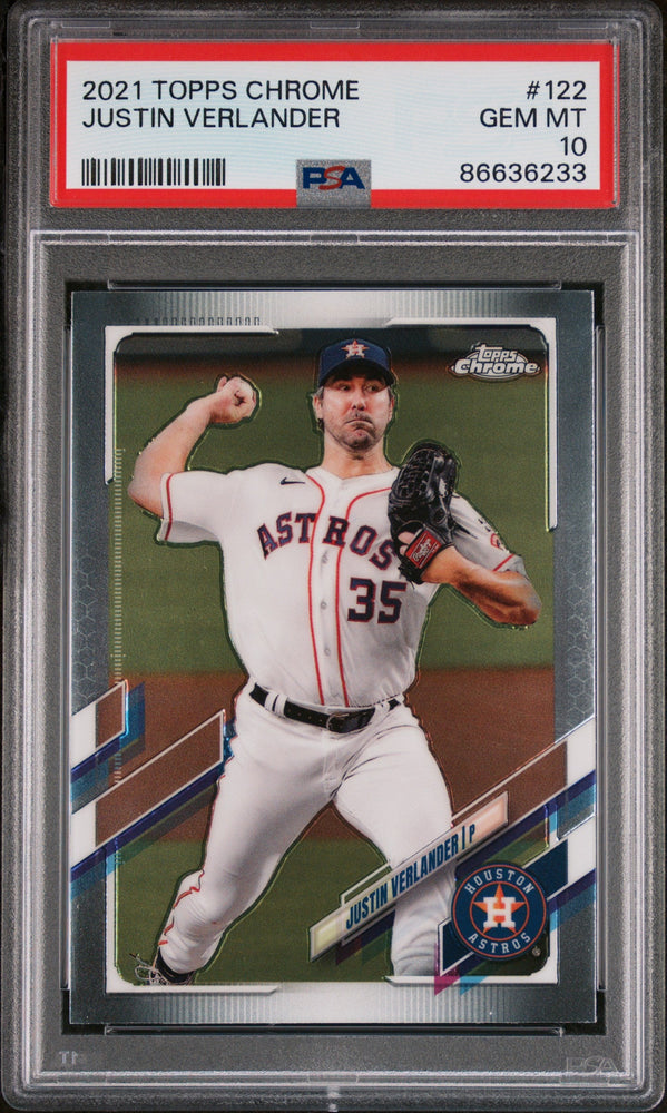2021 TOPPS CHROME JUSTIN VERLANDER #122 - PSA 10 (Online Order Only)