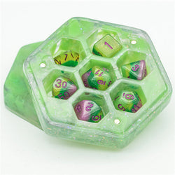 Resin Hexagon Box for Dnd Dice Case (Glitter Green） (Online Only)