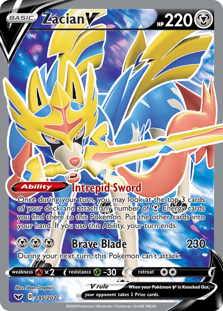 Zacian V (195/202) [Sword & Shield: Base Set] (Online Only)