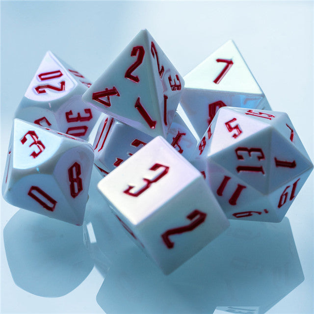 Peppermint White Colorful DND Dice (White&Red) 7-Dice (Online Only)