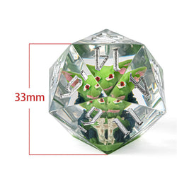 Green Goblin Sharp Resin d20 Dice 33mm DND Goblin Click Clack (Online Only)