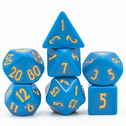 Light Blue Homage 7-Dice Set w/Yellow Numbers Minimalist (Online Only)