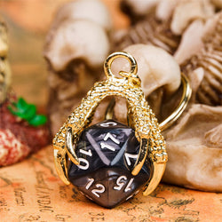 Claw Black D20 Keychain Featuring Gold Metal Dragon Claw + d20 (Online Only)