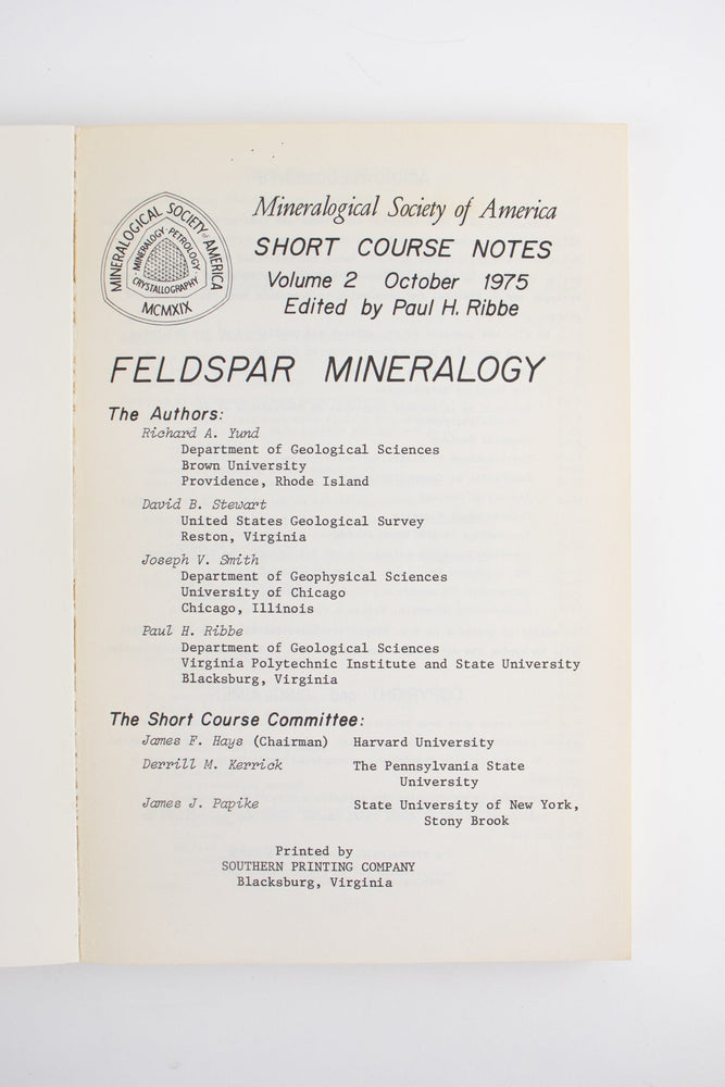 Feldspar Mineralogy (ONLINE ORDER ONLY)