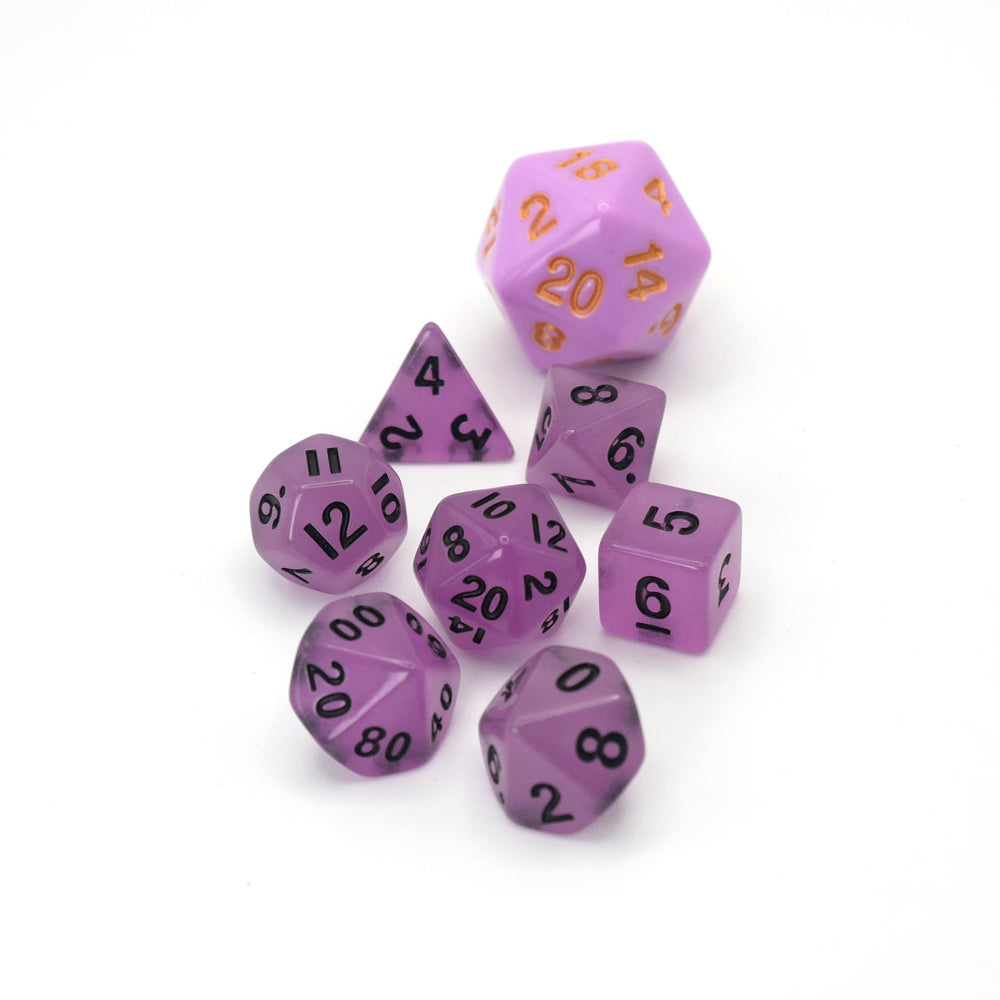 Fey Lights - Glowing - 7 Piece DnD Dice Set | Mini Acrylic RPG Gaming Dice (ONLINE ORDER ONLY)
