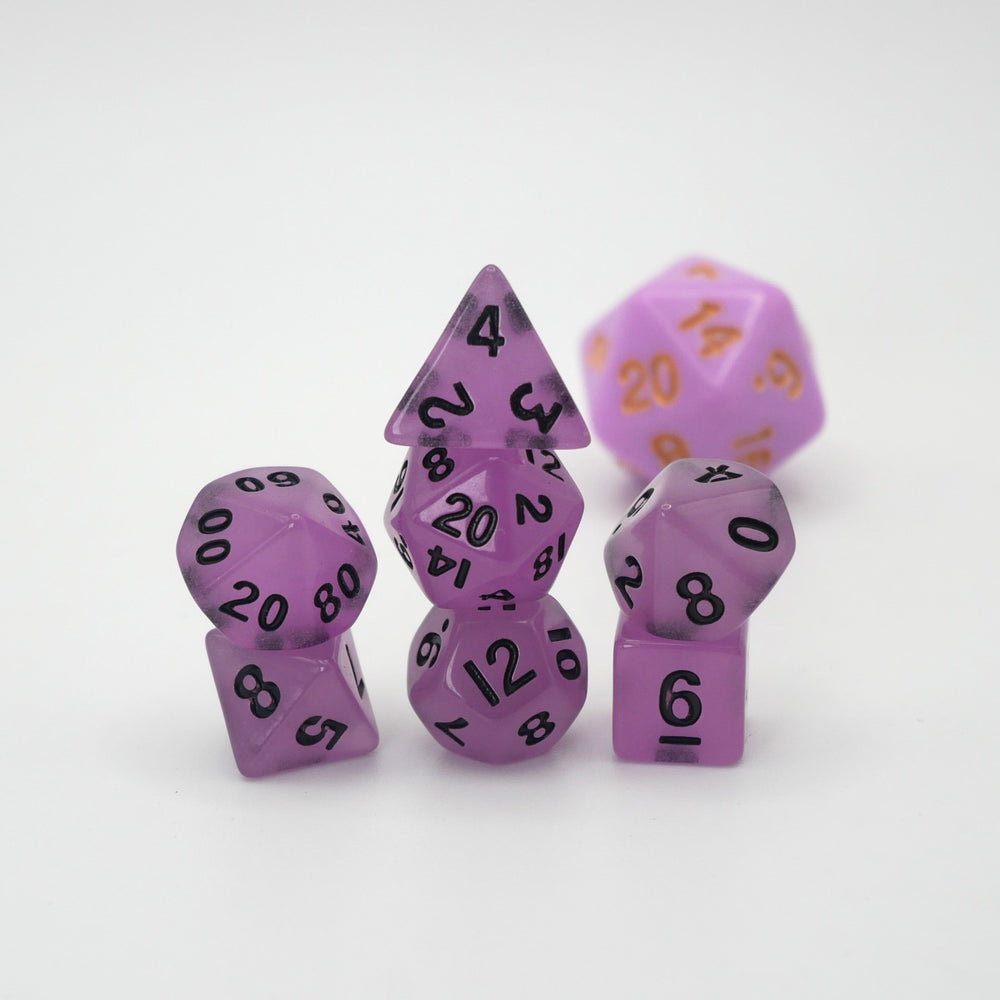 Fey Lights - Glowing - 7 Piece DnD Dice Set | Mini Acrylic RPG Gaming Dice (ONLINE ORDER ONLY)