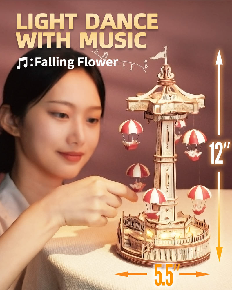 3D Wooden Parachute Tower Music Box Puzzle. (ONLINE ORDER ONLY)