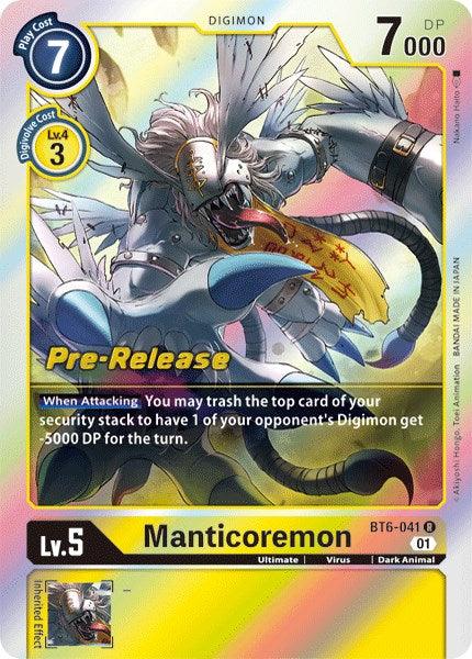 Manticoremon [BT6-041] [Double Diamond Pre-Release Cards] (ONLINE ORDER ONLY)